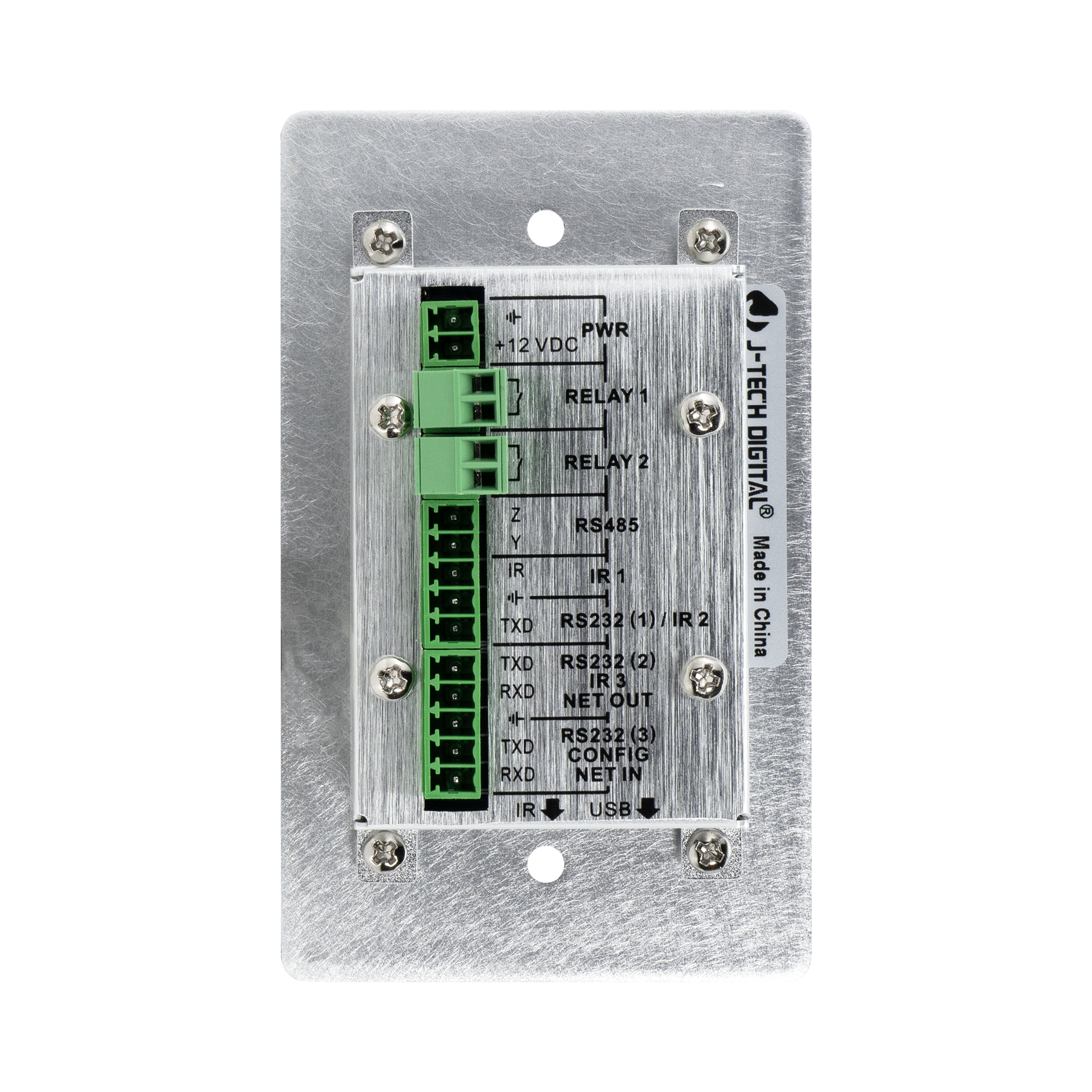 Control Panel Wall Plate for RS-232, RS-458, and IR devices.