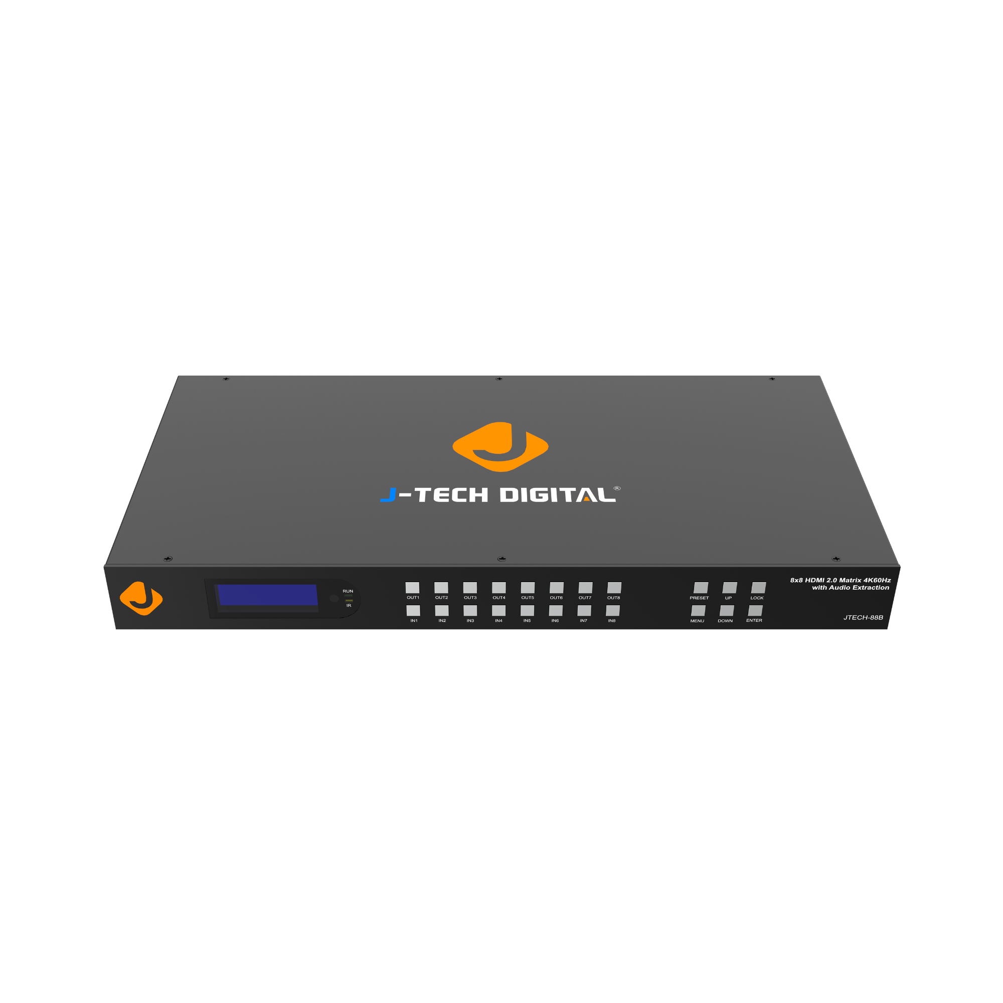 8x8 HDMI matrix switch with 4K 60Hz, HDR, and Dolby Vision support for seamless distribution and switching between HDMI sources across multiple outputs.
