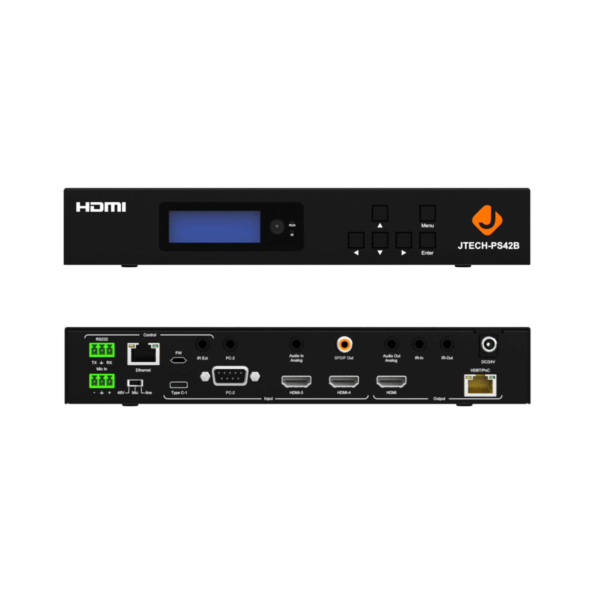 JTECH-PS42B 4K Presentation Switch Supporting Dual Outputs: HDMI and HDBaseT