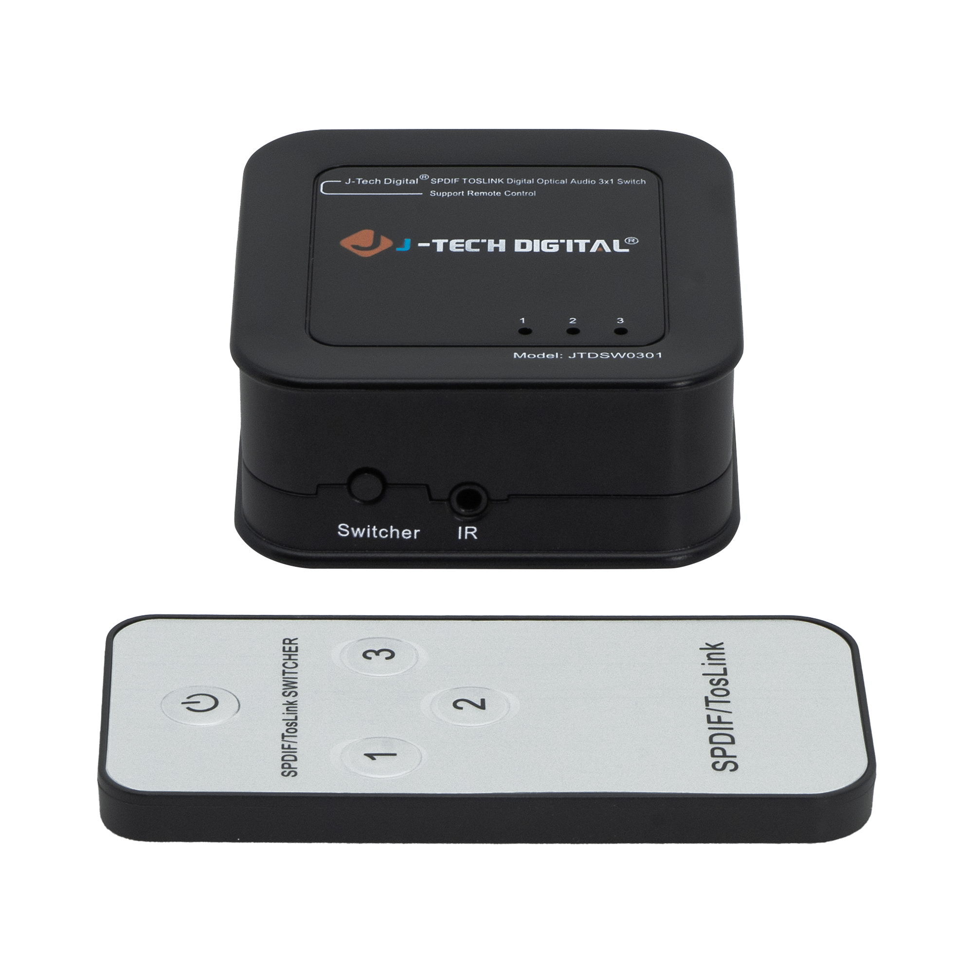 3x1 SPDIF optical switch with Dolby Digital and DTS 5.1 support. Easily switch between three optical input devices using remote control or button toggle.