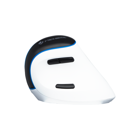 Ergonomic wireless mouse for medium to large hands with wrist strain relief