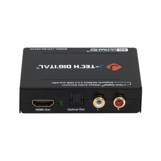 High-performance HDMI audio extractor with 4K resolution support, SPDIF Optical, and RCA L/R outputs. Features HDMI-ARC and 2ch/5.1ch audio for immersive audio setups.
